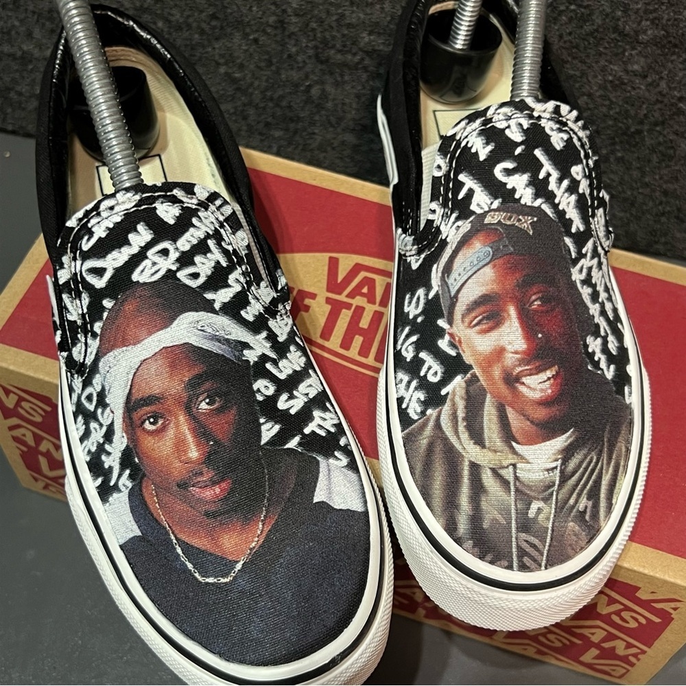 Vans “Tupac” Slip On Custom Vans Size 6 Women’s/4.5 Mens - Picture 8 of 13